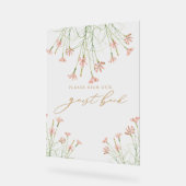 エレガントチャームワイルドフラワー結婚ズゲストブック アクリルサイン (傾斜)