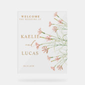 エレガントチャームワイルドフラワー結婚ズ・ウェルカム アクリルサイン (正面)