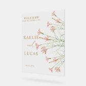 エレガントチャームワイルドフラワー結婚ズ・ウェルカム アクリルサイン (傾斜)