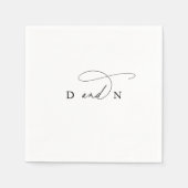 エレガントチャーム白黒モノグラム結婚ズ スタンダードカクテルナプキン (正面)