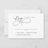 エレガントチャーム白黒RSVPカーシンプルド 出欠カード (正面)