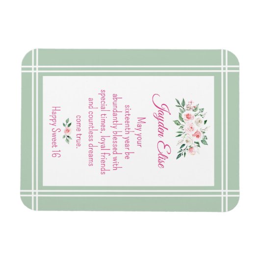 エレガントチャーム。甘パーソナライズされたい16カードマグネット マグネット (横)