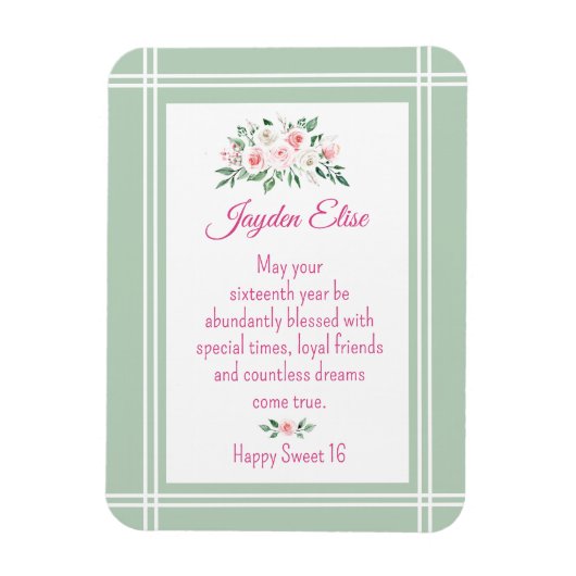 エレガントチャーム。甘パーソナライズされたい16カードマグネット マグネット (縦)