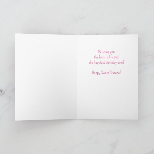 エレガントチャーム。甘パーソナライズされたい16誕生日カード カード (内部)