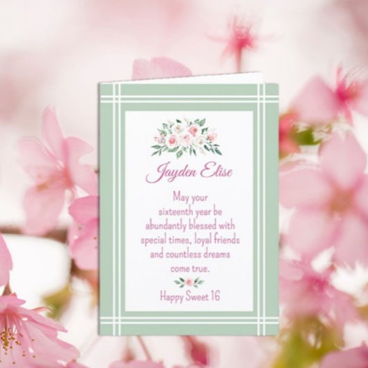 エレガントチャーム。甘パーソナライズされたい16誕生日カード カード