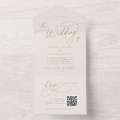 エレガントチャームQRコードアイボリーと金ゴールド結婚 オールインワン招待状 (内側)