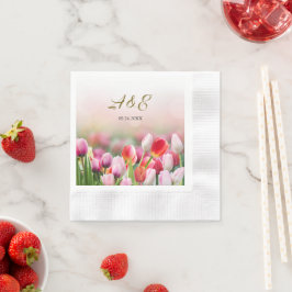 エレガントチューリカラフルップ花模様紙ナプキン 縁ありカクテルナプキン