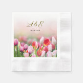 エレガントチューリカラフルップ花模様紙ナプキン 縁ありカクテルナプキン (正面)