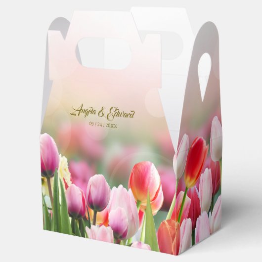 エレガントチューリカラフルップ花模様結婚式の引き出物ボックス フェイバーボックス (オープン)