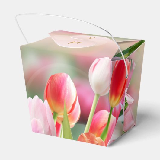エレガントチューリカラフルップ花模様結婚式の引き出物ボックス フェイバーボックス (裏面サイド)