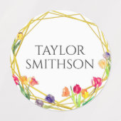 エレガントチューリ素朴ップ春の花名の追加 ラベル (デザイン1)