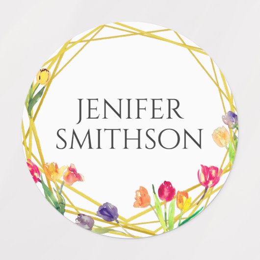 エレガントチューリ素朴ップ春の花名の追加 ラベル (デザイン3)