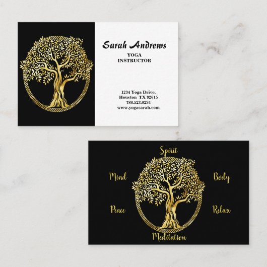 エレガントツリーオブライフヨガインストラクター 名刺 (正面/裏面)