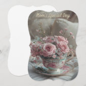 エレガントティーカップパステルフラワーズマザーズDay Card (正面/裏面)
