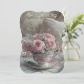 エレガントティーカップパステルフラワーズマザーズDay Card (スタンド正面)