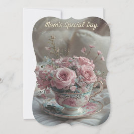 エレガントティーカップパステルフラワーズマザーズDay Card