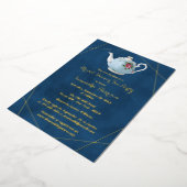 エレガントティーポットブライダルシャワーティーパーティー実在 箔招待状 (回転した状態)