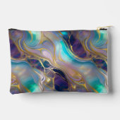 エレガントティール（緑がかった色）とパープルオパール石を持つ金ゴールド アクセサリーポーチ (裏面)