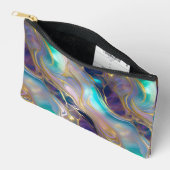 エレガントティール（緑がかった色）とパープルオパール石を持つ金ゴールド アクセサリーポーチ (見開き)