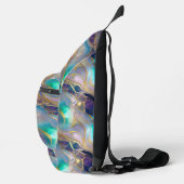 エレガントティール（緑がかった色）とパープルオパール石を持つ金ゴールド スリングバッグ (右)