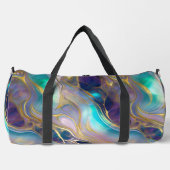 エレガントティール（緑がかった色）とパープルオパール石を持つ金ゴールド ダッフルバッグ (正面)