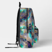 エレガントティール（緑がかった色）とパープルオパール石を持つ金ゴールド プリントバックパック (左)