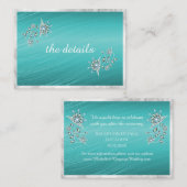 エレガントティール(緑がかった色)とライン結婚ストーン詳細 エンクロージャーカード (正面/裏面)