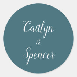 エレガントティール(緑がかった色)と白結婚の封筒用シール ラウンドシール