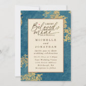エレガントティール(緑がかった色)と金ゴールドバイブル・クリスチャン結婚ズ 招待状 (正面)