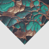 エレガントティール（緑がかった色）と金ゴールド抽象芸術オーガニック静脈 薄葉紙 (詳細)