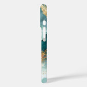 エレガントティール(緑がかった色)と金ゴールド抽象芸術水色 Case-Mate iPhoneケース (裏面 / 左)