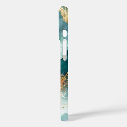 エレガントティール(緑がかった色)と金ゴールド抽象芸術水色 Case-Mate iPhoneケース (裏面 / 左)