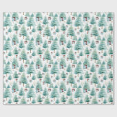 エレガントティール（緑がかった色）の水の色クリスマスの木と贈り物 ラッピングペーパー (フラット)