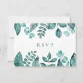 エレガントティール(緑がかった色)の緑の反応、水の色結婚の 出欠カード (裏面)