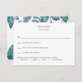 エレガントティール(緑がかった色)の緑の反応、水の色結婚の 出欠カード (正面/裏面)