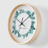 エレガントティール(緑がかった色)の緑モダンパーソナライズされた名 壁時計 (傾斜)