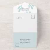 エレガントティール（緑がかった色）の葉の水の色結婚の オールインワン招待状 (外側)