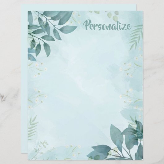 エレガントティール（緑がかった色）の葉葉自然文房具 (正面/裏面)