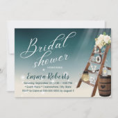 エレガントティール（緑がかった色）はしご&ワインバレルブライダルシャワー 招待状 (正面)