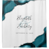 エレガントティール(緑がかった色)アガテ銀の新しい名結婚前 シャワーカーテン (正面)