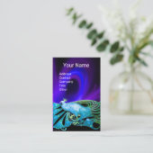 エレガントティール（緑がかった色）アクアブルーピーコック、パープルブラックスワール 名刺 (スタンド正面)