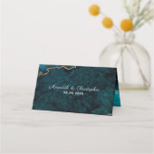 エレガントティール（緑がかった色）アクア結婚ゲート プレイスカード (裏面)