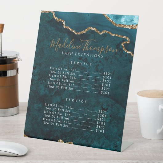 エレガントティール（緑がかった色）アゲートジオードマーブルサービス価格 台座サイン (インサイチュ)