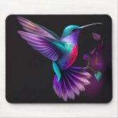 エレガントティール(緑がかった色)カラフルパープルハミングバードのアートワーク | マウスパッド (正面)