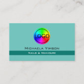 エレガントティール(緑がかった色)クラシックシックとロゴプロフェッショナル 名刺 (正面)