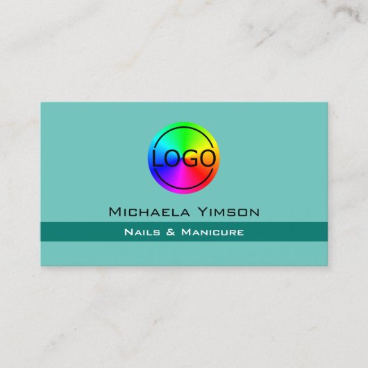 エレガントティール(緑がかった色)クラシックシックとロゴプロフェッショナル 名刺 (正面)