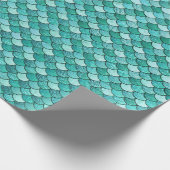 エレガントティール(緑がかった色)グラデーショングリッターマーメイドはかりで測 ラッピングペーパー (角)