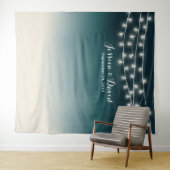 エレガントティール(緑がかった色)グラデーションストリングライ結婚トのバックドロップ タペストリー (インサイチュ(横))