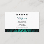 エレガントティール(緑がかった色)グラデーションゼブラフレーム流行トレンディー 名刺 (裏面)