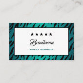 エレガントティール(緑がかった色)グラデーションゼブラフレーム流行トレンディー 名刺 (正面)